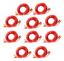 Kit 10 cabo rca cristal matte 5m e-tech injetado para som automotivo