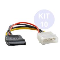 Kit 10 cabo sata força molex 15cm oem plus cable pc-stf015 ca590