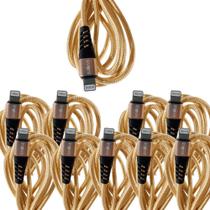 Kit 10 cabo usb turbo flexivel 1mt inova dourado