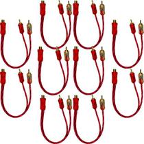 Kit 10 cabo y rca cristal matte 2m 1f e-tech injetado para som automotivo