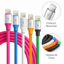 Kit 10 Cabos carregador Turbo Lightning 2 Metros Emborrachado Colorido