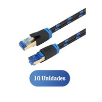 Kit 10 Cabos de Rede Cat8 patch cord RJ45 malha de nylon 3m Kit 10 Cabos de Rede Cat8 patch cord RJ45 malha de nylon 3m