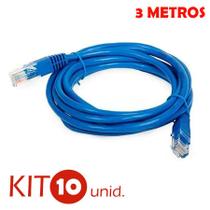 Kit 10 Cabos De Rede Internet RJ45 CAT5e 3Mt CBX-N5C30 C/ NF - Exbom