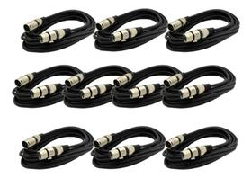 Kit 10 Cabos Microfone / Dmx / Xlr Canon Balanceado 5 Metros