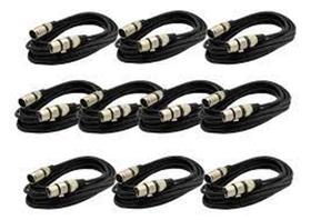 Kit 10 Cabos Microfone/dmx - Xlr/canon Balanceado 50cm