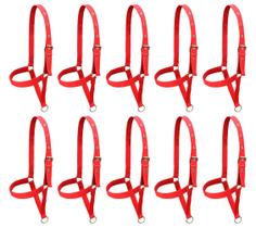 Kit 10 Cabrestos de Fita para Bezerro SV39017 - Vermelho Kit 10 Cabrestos de Fita para Bezerro SV39017 - Vermelho