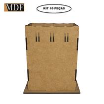 Kit 10 Cachepot Borda Ondulada Passa Fita G 12x12x15 Laser Mdf Madeira