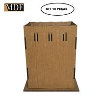 Kit 10 Cachepot Borda Ondulada Passa Fita G 12x12x15 Laser Mdf Madeira Marrom