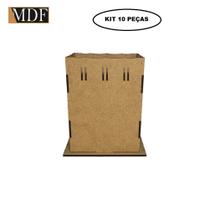 Kit 10 Cachepot Borda Ondulada Passa Fita M 10x10x12 Laser Mdf Madeira