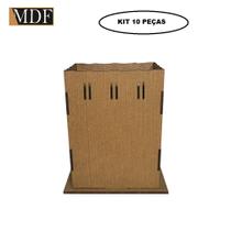 Kit 10 Cachepot Borda Ondulada Passa Fita M 10x10x12 Laser Mdf Madeira Marrom