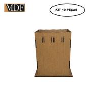 Kit 10 Cachepot Borda Ondulada Passa Fita P 7x7x10 Laser Mdf Madeira Marrom