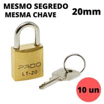 Kit 10 Cadeado Pado De 20mm Mesmo Segredo Iguais Mesma Chave