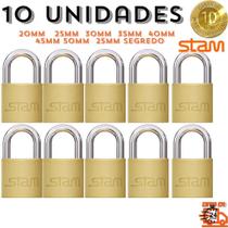 KIT 10 Cadeados Stam Original Zamac Latonado 25mm