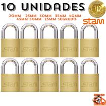 KIT 10 Cadeados Stam Original Zamac Latonado 30mm