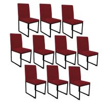 Kit 10 Cadeira de Jantar Office Sttan Industrial Escritório Sala Ferro Preto Sintético Vermelho - Ahz Móveis