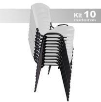 kit 10 Cadeira Empilhavel Iso Plástica Fixa Cadeiras Para Igreja Escritório Escola Branca - STILOS MOVEIS CORPORATIVOS