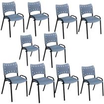 Kit 10 Cadeira Iso Base Preto Igreja Escola Escritório Recepção
