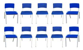 Kit 10 Cadeira Iso Infantil Azul Escolar e Creche