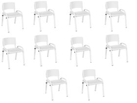 Kit 10 Cadeira Iso Infantil Creche, Escola Base Branco Branco