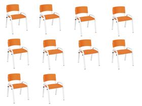 Kit 10 Cadeira Iso Infantil Creche, Escola Base Branco Laranja
