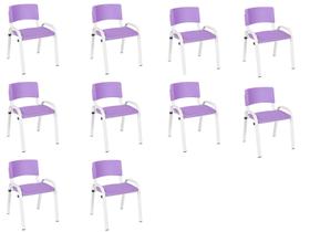 Kit 10 Cadeira Iso Infantil Creche, Escola Base Branco Lilas