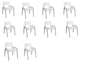 Kit 10 Cadeira Iso Infantil Creche, Escola Base Cinza Branco