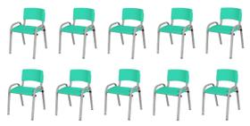 Kit 10 Cadeira Iso Infantil Creche, Escola Base Cinza Verde Água