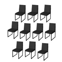 Kit 10 Cadeira Para Sala de Jantar Trendy Base Metálica Preto material sintético Preto - Móveis Mafer