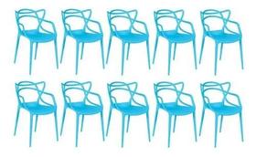 Kit 10 cadeiras allegra azul turquesa