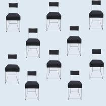 Kit 10 Cadeiras Atena Base de Ferro Maciço prata Veludo Grafite - D'Classe Decor