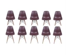 Kit 10 Cadeiras Charles Eames Eiffel Café Base Madeira Sala Cozinha Jantar