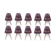 Kit 10 Cadeiras Charles Eames Eiffel Café Base Madeira Sala Cozinha Jantar