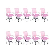 Kit 10 Cadeiras de Escritório Oficial Begônia Ergonômic Rosa