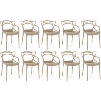 Kit 10 Cadeiras de Jantar Allegra Prática Empilhável - Nude Kit 10 Cadeiras de Jantar Allegra Prática Empilhável - Nude