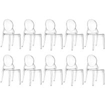 Kit 10 Cadeiras de Jantar Design Ghost Acrílica Transparente