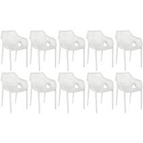 Kit 10 Cadeiras de Jantar Design Suits com Braços Empilhável em Polipropileno - Branco