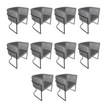 Kit 10 Cadeiras de Jantar Premium Base de Ferro Preta Veludo Cinza Kit 10 Cadeiras de Jantar Premium Base de Ferro Preta Veludo Cinza
