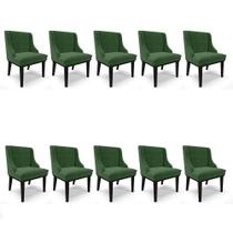 Kit 10 Cadeiras De Jantar Suede Verde Base Fixa Madeira Kit 10 Cadeiras De Jantar Suede Verde Base Fixa Madeira