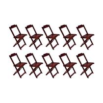 Kit 10 Cadeiras de Madeira Dobravel Imbuia - Móveis Guará