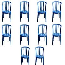 Kit 10 Cadeiras de Plástico Azul