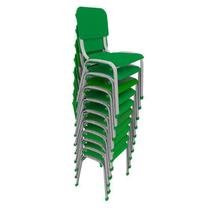 Kit 10 Cadeiras De Plástico Infantil Polipropileno - LG flex - Reforçada Empilhável - Verde