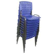 Kit 10 Cadeiras de Plástico Polipropileno LG flex Reforçada Empilhável Azul