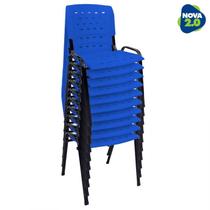 Kit 10 Cadeiras de Plástico Polipropileno LG flex Reforçada Empilhável Azul Kit 10 Cadeiras de Plástico Polipropileno LG flex Reforçada Empilhável Azul