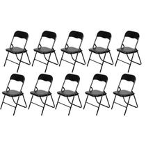 Kit 10 Cadeiras Dobrável Auditório Hotel Aço Pintado Lena Preto Kit 10 Cadeiras Dobrável Auditório Hotel Aço Pintado Lena Preto