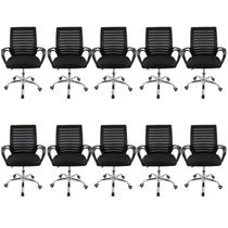 Kit 10 Cadeiras Escritório Diretor Giratória Office Zebrada Estofado Mesh - Evolux