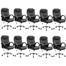 Kit 10 Cadeiras Escritório Presidente Giratória Estofada material sintético Melbourne