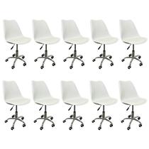 Kit 10 Cadeiras Escritório Secretária Decorativa Eames Chicago
