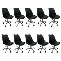 Kit 10 Cadeiras Escritório Secretária Decorativa Eames Chicago Kit 10 Cadeiras Escritório Secretária Decorativa Eames Chicago