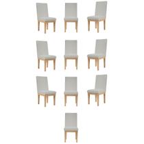 KIT 10 Cadeiras Estofada Reforçada Decorativa Mesa em Linho
