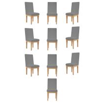 KIT 10 Cadeiras Estofada Reforçada Decorativa Mesa em Linho